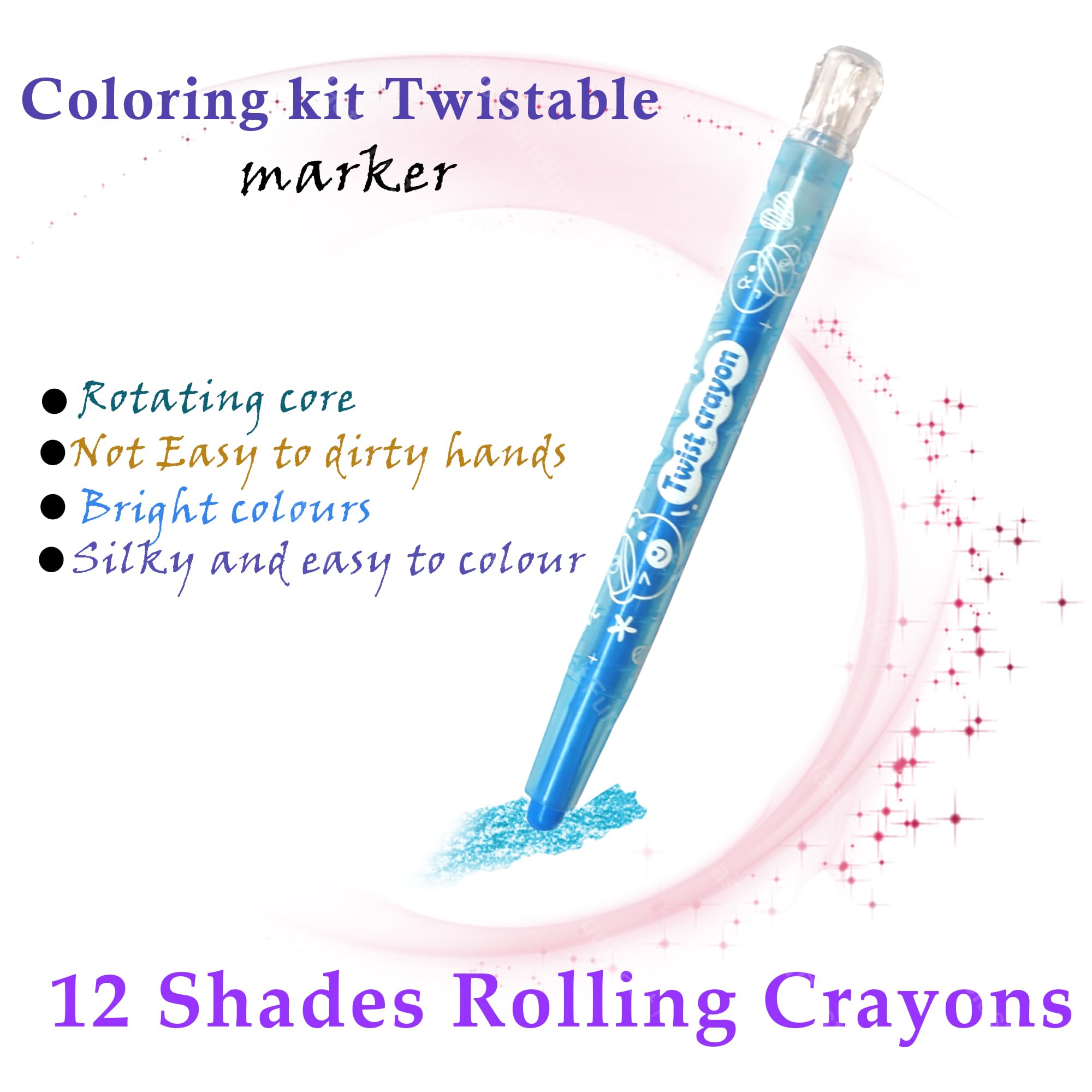 FunBlast Twist Crayons for Kids -12 Pcs Crayon Set, Coloring Kit for Kids, Crayon for Drawing & Painting for Kid, Art & Craft Kit, Birthday Return Gifts for Kid (Multicolor) - Image 5 thumbnail