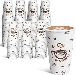 Ginkgo 16 oz Disposable Paper Coffee Cups 180 Count | Leak-Proof, Sturdy & Food Safe Perfect for Hot Beverages, Coffee Bars, Parties, Cafes, Office and Daily Use