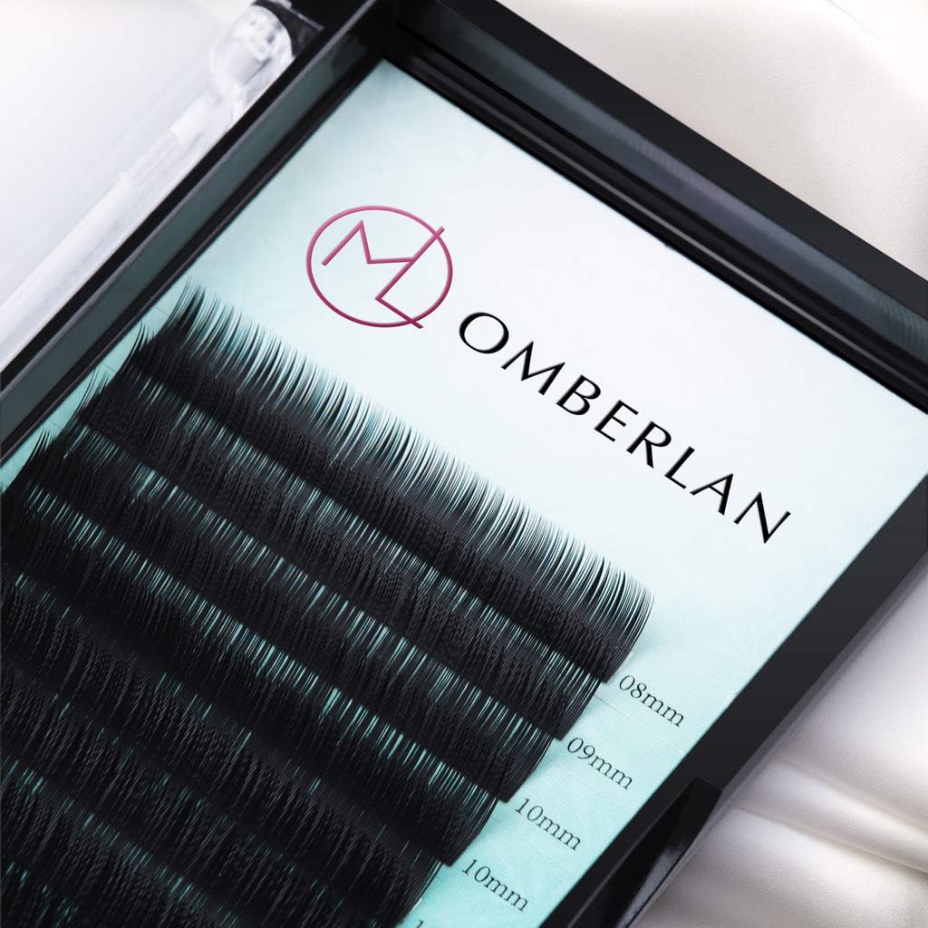 Individual Eyelashes Extensions D Curl 0.15 mm 8-15 mm Mixed Tray Matte Black Faux Mink Silk Individual Lashes Extension OMBERLAN