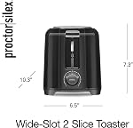 Grille-pain Proctor Silex 2 tranches avec fente extra large, paroi froide, sélecteur de teinte, remontée automatique, arrêt automatique et bouton d'annulation, noir, 22215G