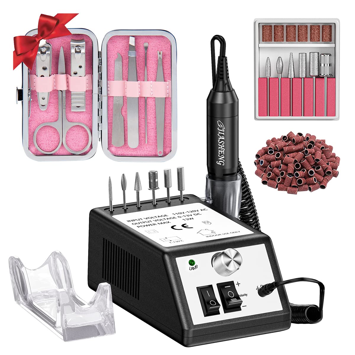 Professional Nail Drill, 20000rpm Electric Nail Drill Machine, 48 Bottles Universal Clear Gel Nail Polish Organizer Case Holder