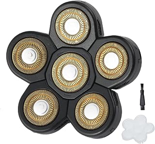 6 Blades Electric Shaver Replacement Heads Upgrade Razor Shaver Replaceable Floating Blades Wet and Dry for Bald and Face (Gold)