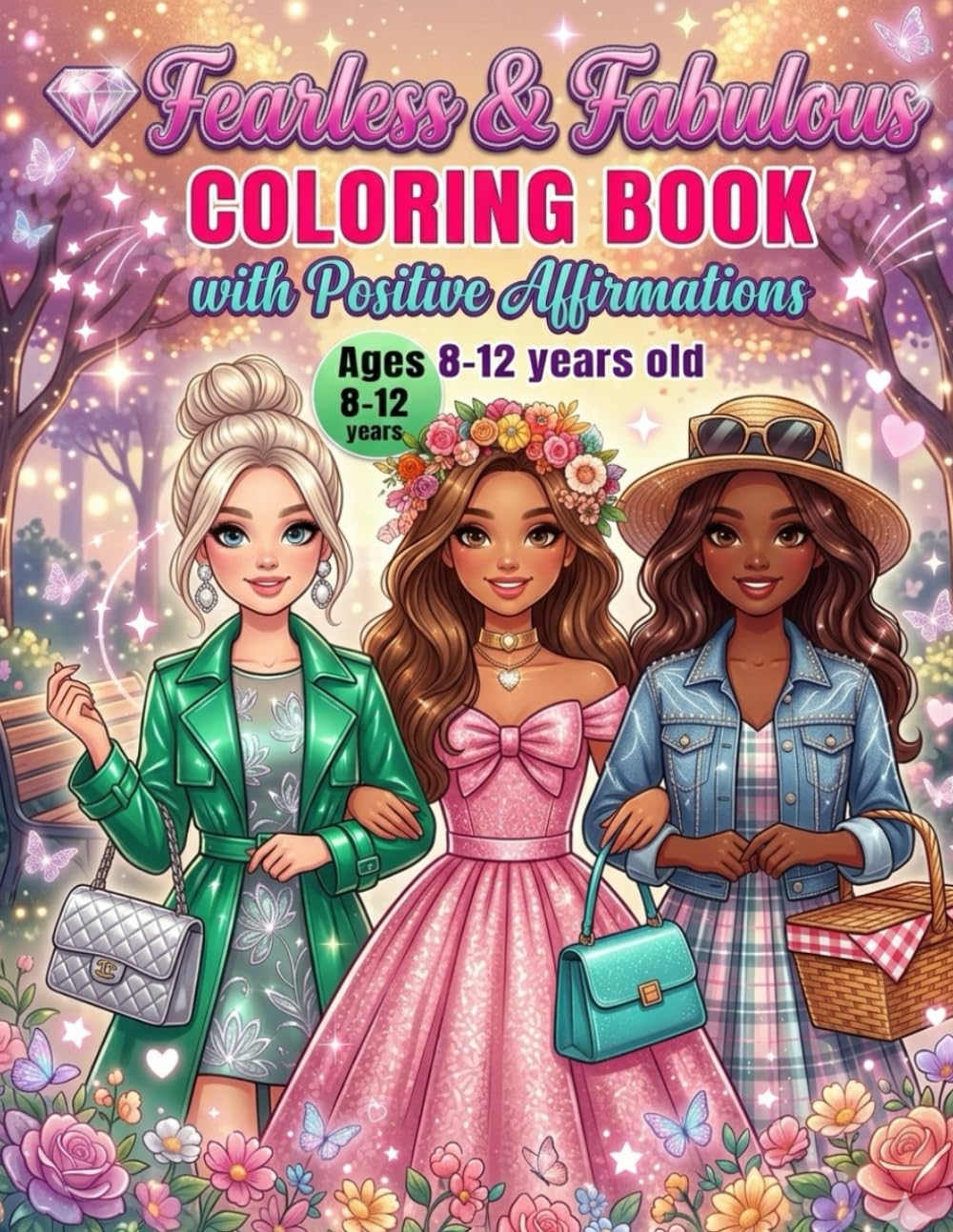 Fearless & Fabulous: A Fashion Coloring Book with Positive Affirmations for Girls Ages 8–12: Trendy Fashion Designs with Uplifting Affirmations to Build Confidence and Creativity