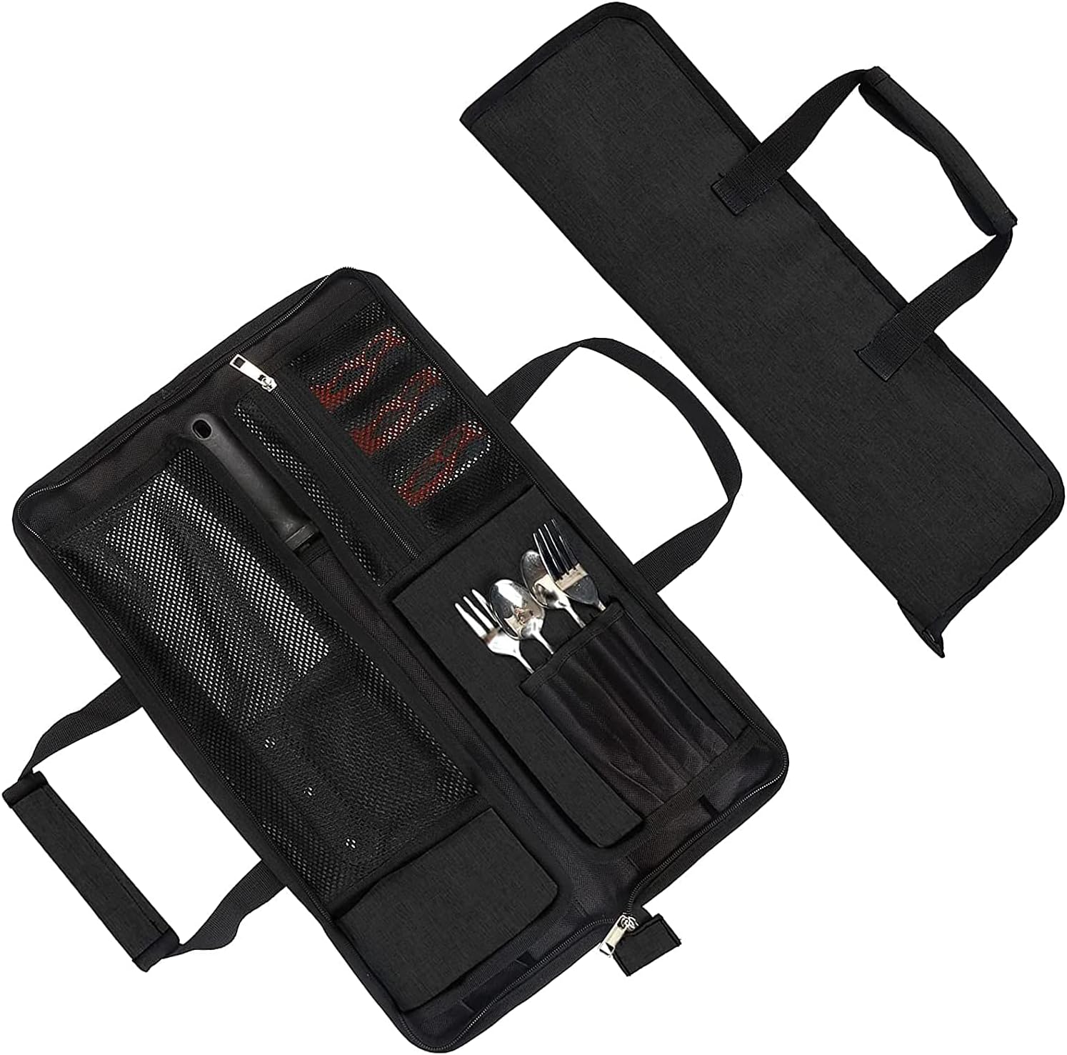Asaya Sac à Couteaux De Chef En Toile – 10 Emplacements Pour Couteaux Et Une Grande Poche Zippée – Étui à Couteaux En Toile Durable De 283,5 G Avec Une Bandoulière Réglable