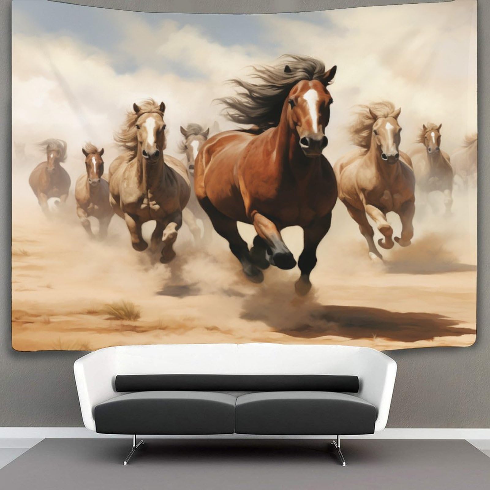 Ctamm Style Running Stallion Tapestry Wall Hanging,Horses Tapestries Wall Tapestry Decor For Living Room Bedroom Dorm 150Cmx200cm