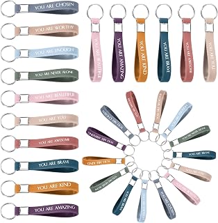 Inspirational Quote Key Chains Silicone Motivational Key Chains Employee Appreciation Gifts Teacher Appreciation Gifts Positive Word Key Rings for Office Business Team Thank You Gifts (30 Pieces)