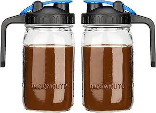 32 OZ Mason Jar Pitcher Wide Mouth 32 oz Mason Jar Pitcher with Airtight Lid - 1 Quart Pitcher for Iced Tea, Sun Tea, Juic...