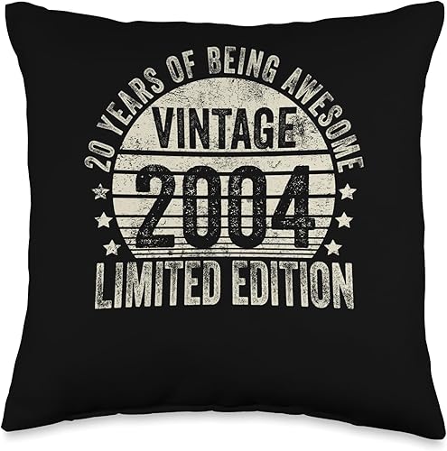 Cojín retro de 20 cumpleaños para hombres y mujeres, 16 x 16 pulgadas, multicolor