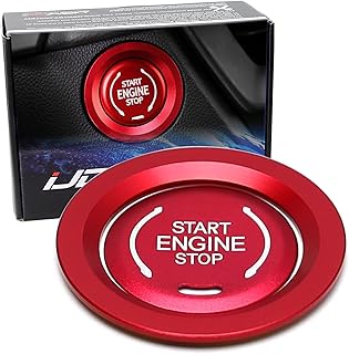 iJDMTOY Sports Red Engine Start/Stop Push Start Button Decoration Cover & Surrounding Ring Trim, Compatible with Chevy 2019-up Silverado, Blazer, C8 Corvette Stingray Suburban/Tahoe, Cadillac XT CT