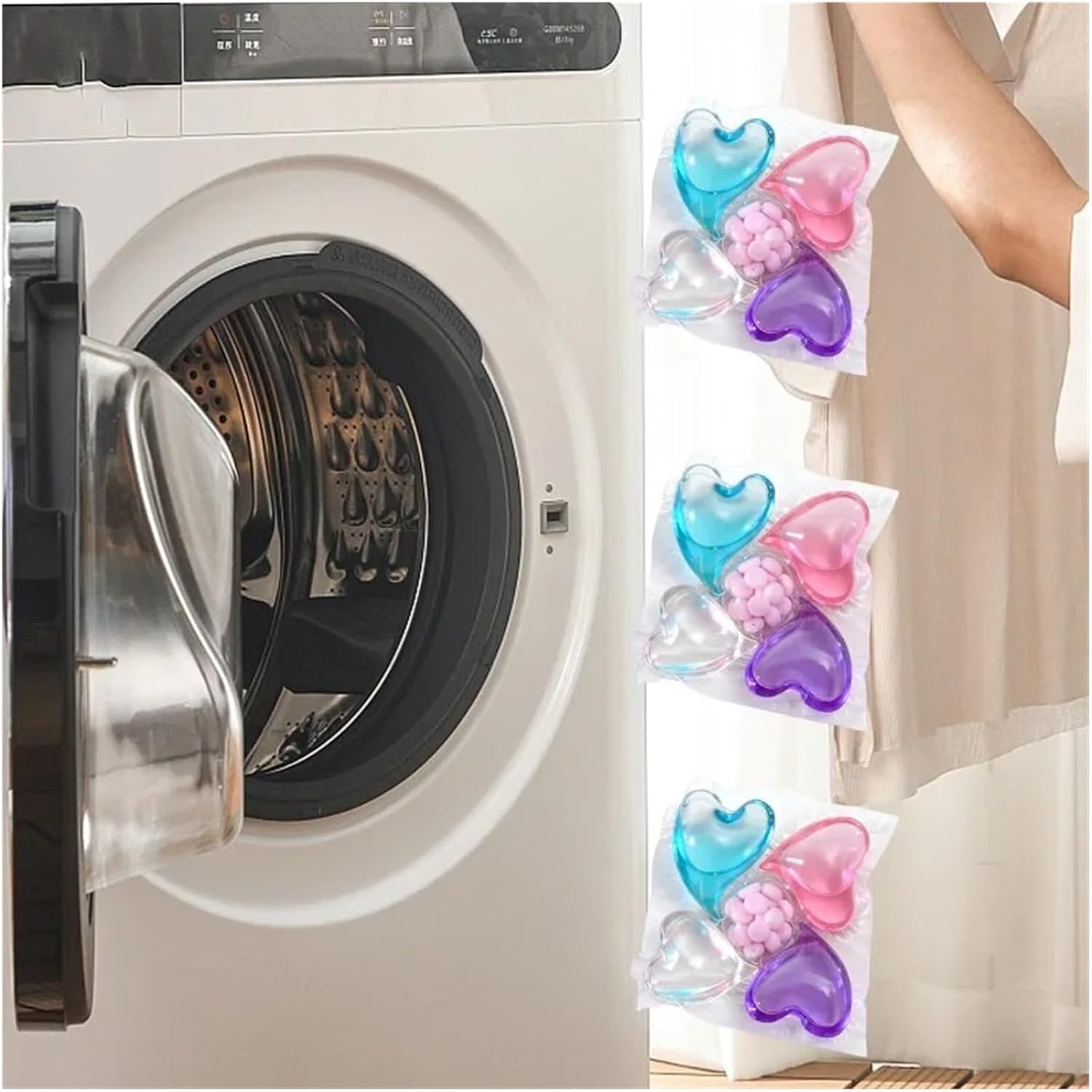 5 In 1 Detergent Liquid Capsule Ball Multi-purpose Strong Detergent Gardenia Laundry Pods Bucket Laundry Scent Fragrance Beads(50PCS)