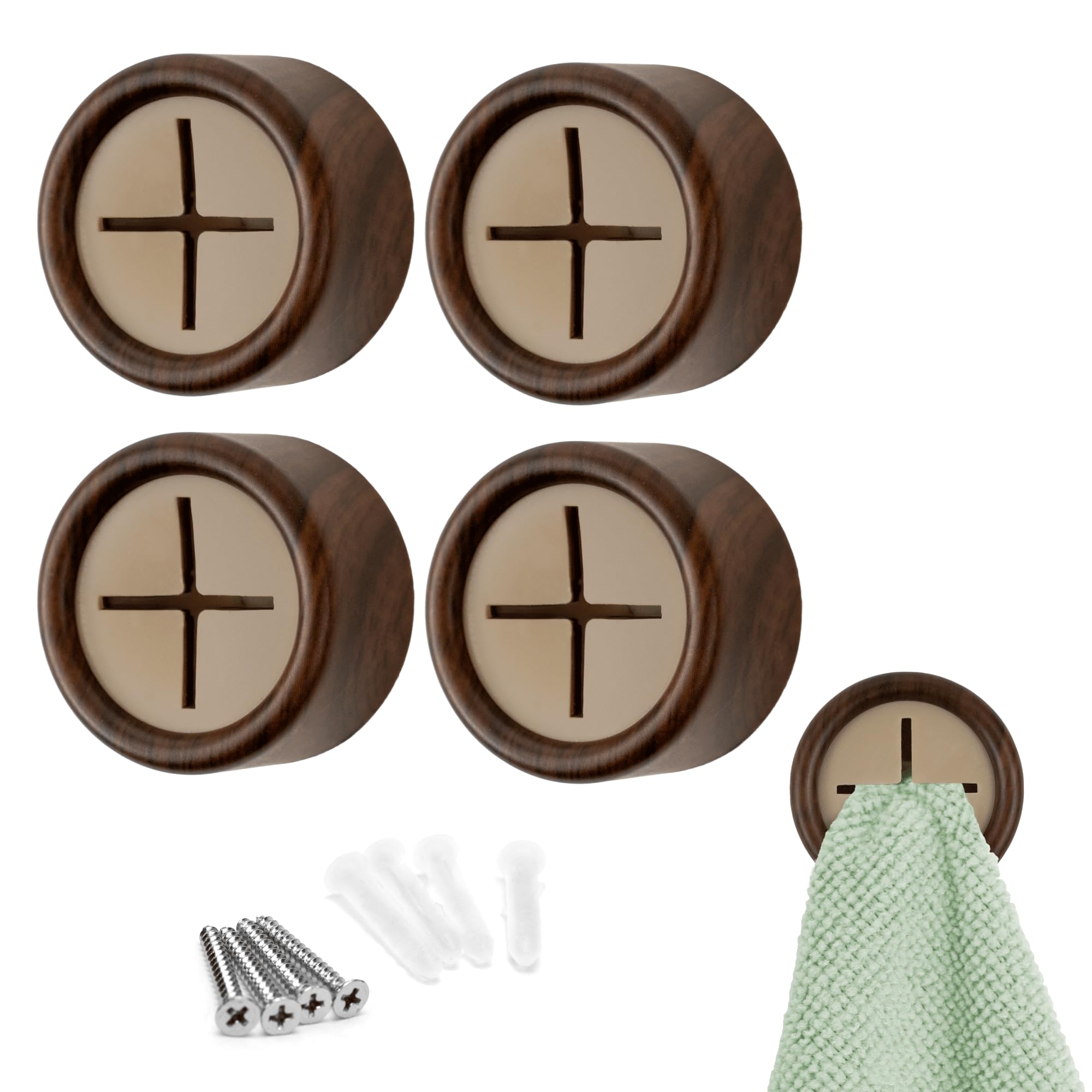 Brushed Gold Push Towel Hooks - 4 Pack -8