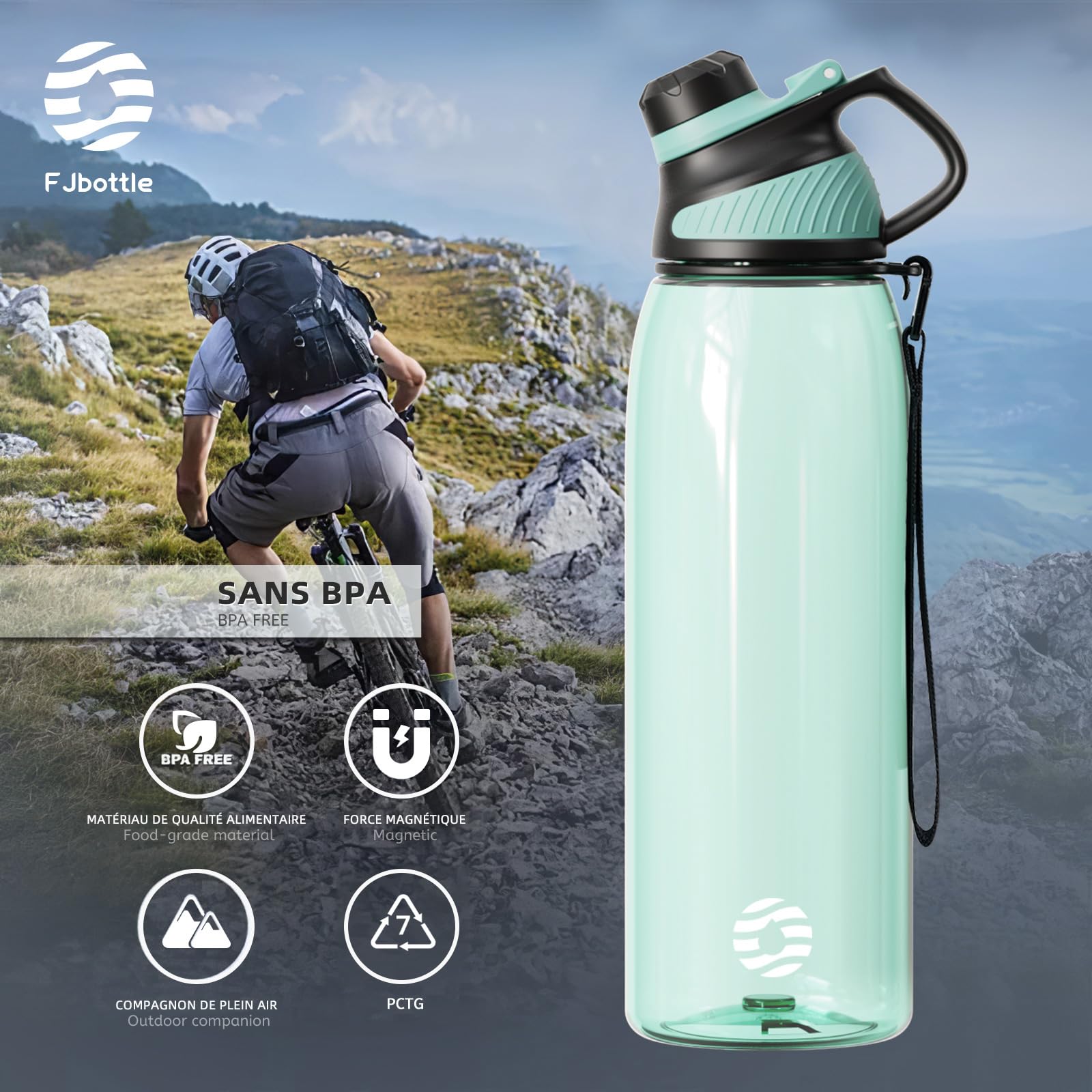 Borraccia Sportiva Fjbottle 1200ML Con Tappo Magnetico - Senza BPA, Senza Perdite, Per Palestra E Sport - Foto 9