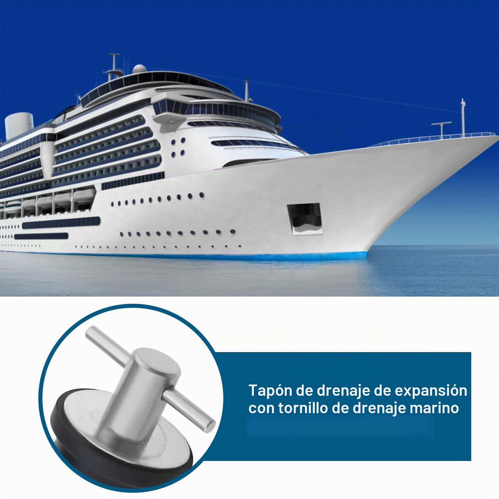 The Lord of the Tools Tapón Drenaje con Mango en T Marino Tapón Drenaje Giratorio Tapón Compresión para Barcos Tapón de Goma para Orificio 25mm Accesorios Marinos para Barcos Acero Inoxidable