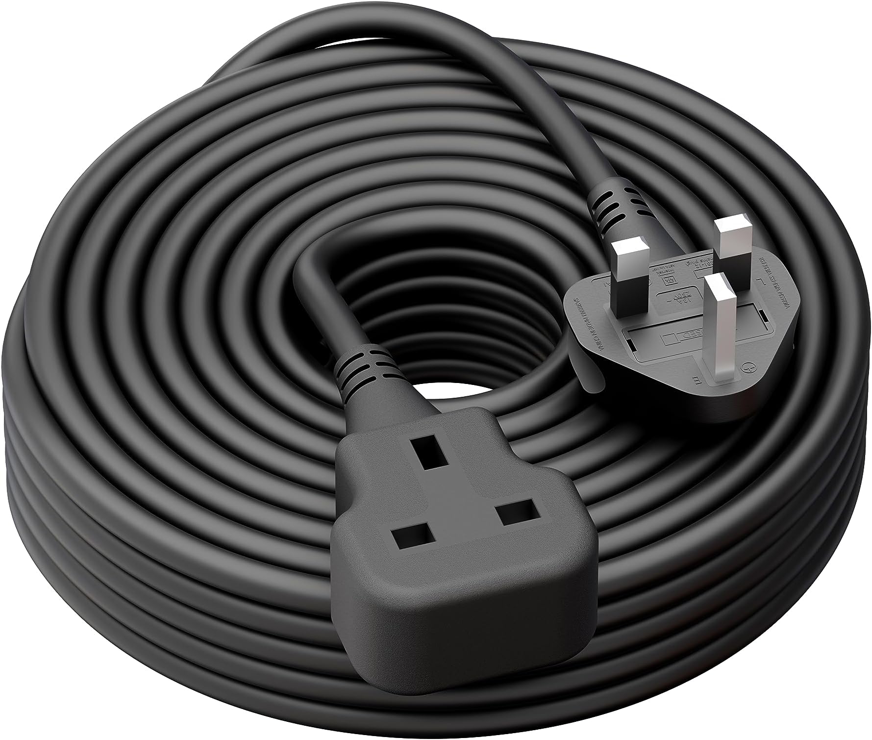 Outdoor Extension Lead 10m Plug Socket Power Cable Extra Long Extension Cord 13 Amp Heavy Duty Outside Plug Socket Black
