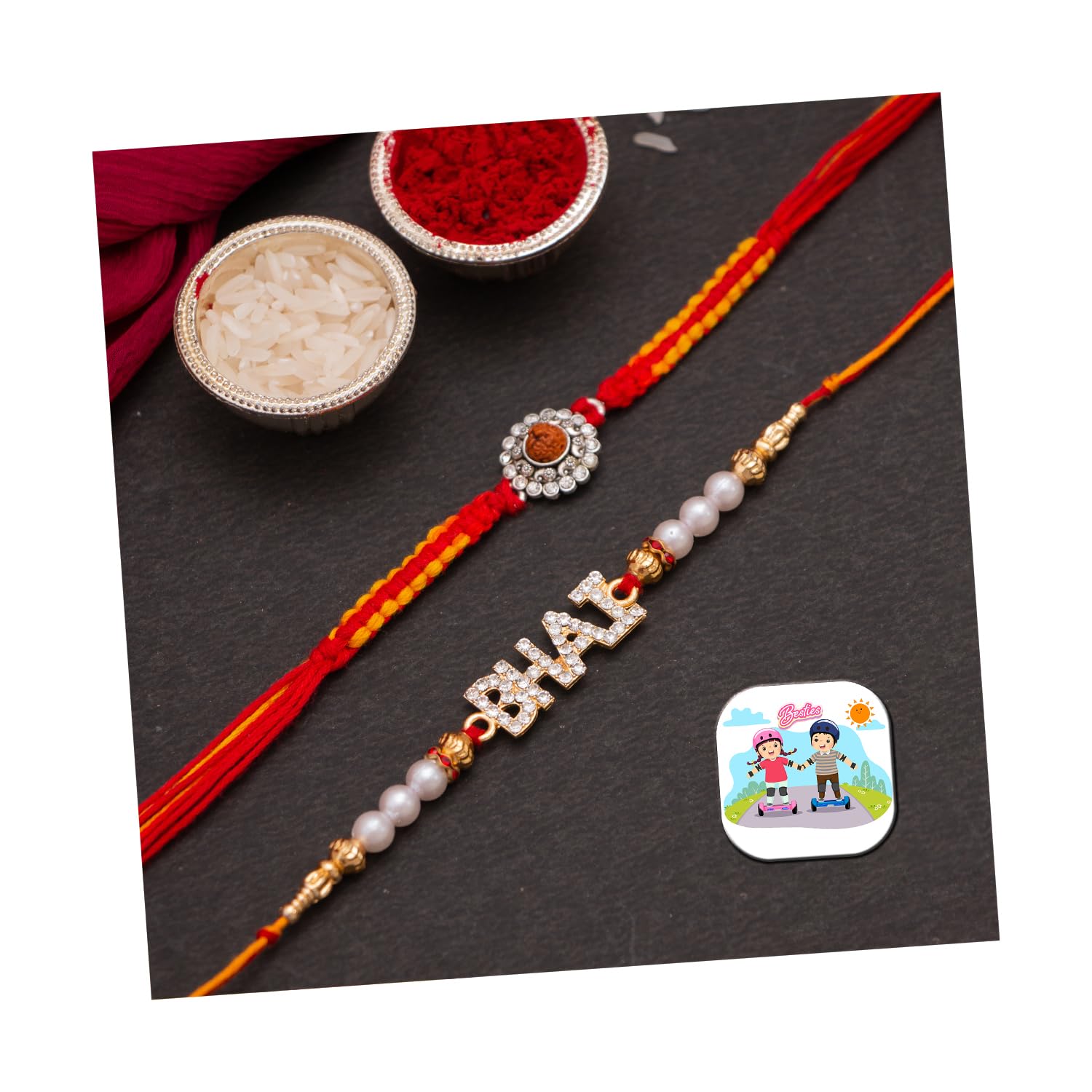 CraftVatika Silver Rakhi for Brother Bhaiya Rakhi Set of 2 for Bhai Boy Kids - Rudraksh Silver Rakhi Combo Rakshabandhan Rakhi, Fridge Magnet for Door Decor (B0C8CV42X7) Amazon Price History, Amazon Price Tracker