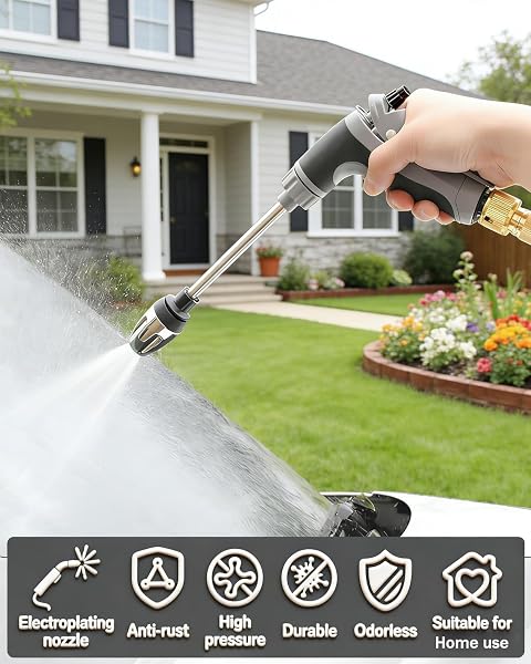 Nettoyeur Haute Pression Portable 2026 Pistolet Puissant 15x, Buses Multi-Angles, Réglable et Universelle pour gouttière, terrasse, Voiture, Animal de Compagnie, Nettoyage des vitres - 3