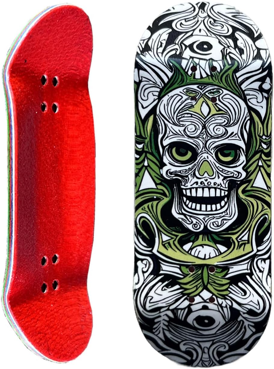Noahwood PRO Deep Concave Fingerboard Deck Mini Skateboarding Deck(6-Layer Colour Maple Wooden 35 x 97mm Handmade Deck (White Gost)