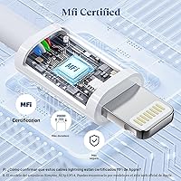 Vista 3 de RCTech Paquete de 3 cables USB C a Lightning de 6 pies [certificado MFi] para iPhone, cable de carga rápida USB-C para iPhone