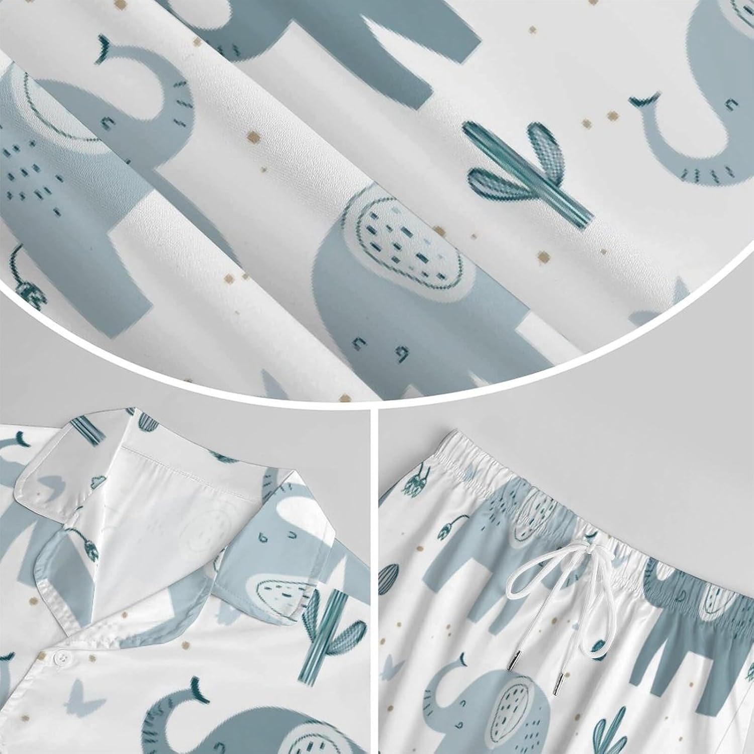 Delerain Womens Pajama Sets 2-Piece Short Sleeve Sleepwear Soft Satin Button Down Loungewear Pjs Shorts Set XS-5XL - Image 6