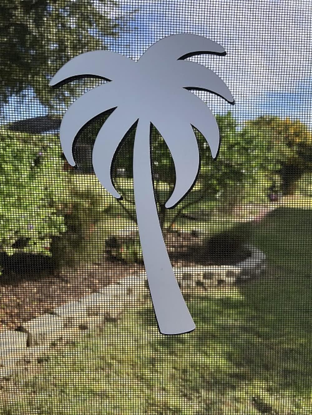 DCentral Palm Tree Flexible Screen Magnet; Double-Sided. Safety White-Easier to See Day & Night. Helps Stop Walking into Screens, Covers Small tears. Size W 4.5” X 7.5. for Non-Retractable Screens