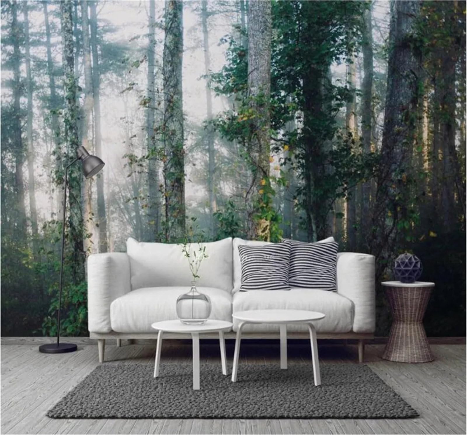Tzxztt Fresh Three Dimensional Green Forest Landscape Modern 3D Wallpaper Premium Textured Silk Neutral Tones Material Ideal for Living Room Bedroom-350cm×256cm