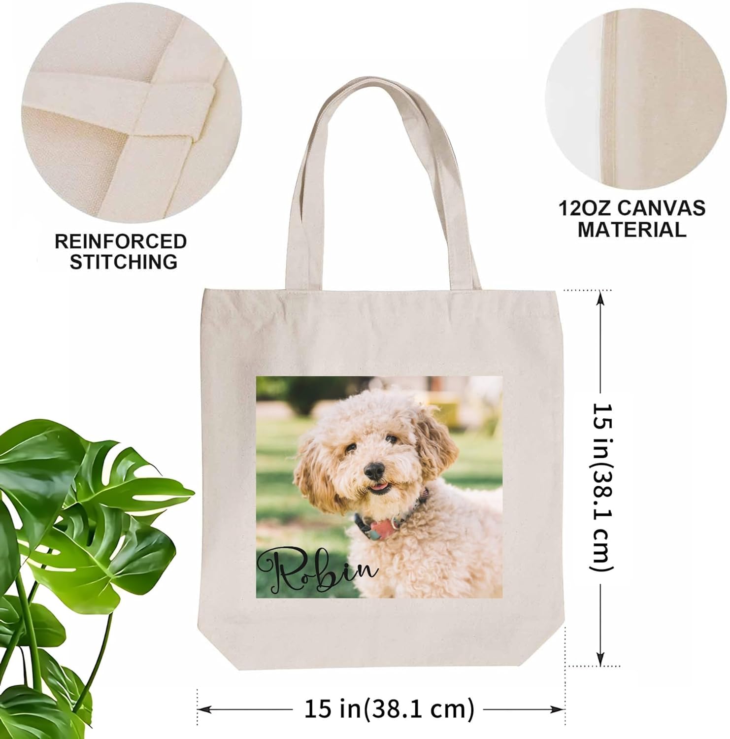 Personalized Name Cotton Tote Bag Custom Canvas Shopper for Women Reusable Grocery Shopping Bag Daily Essentials - Image 4