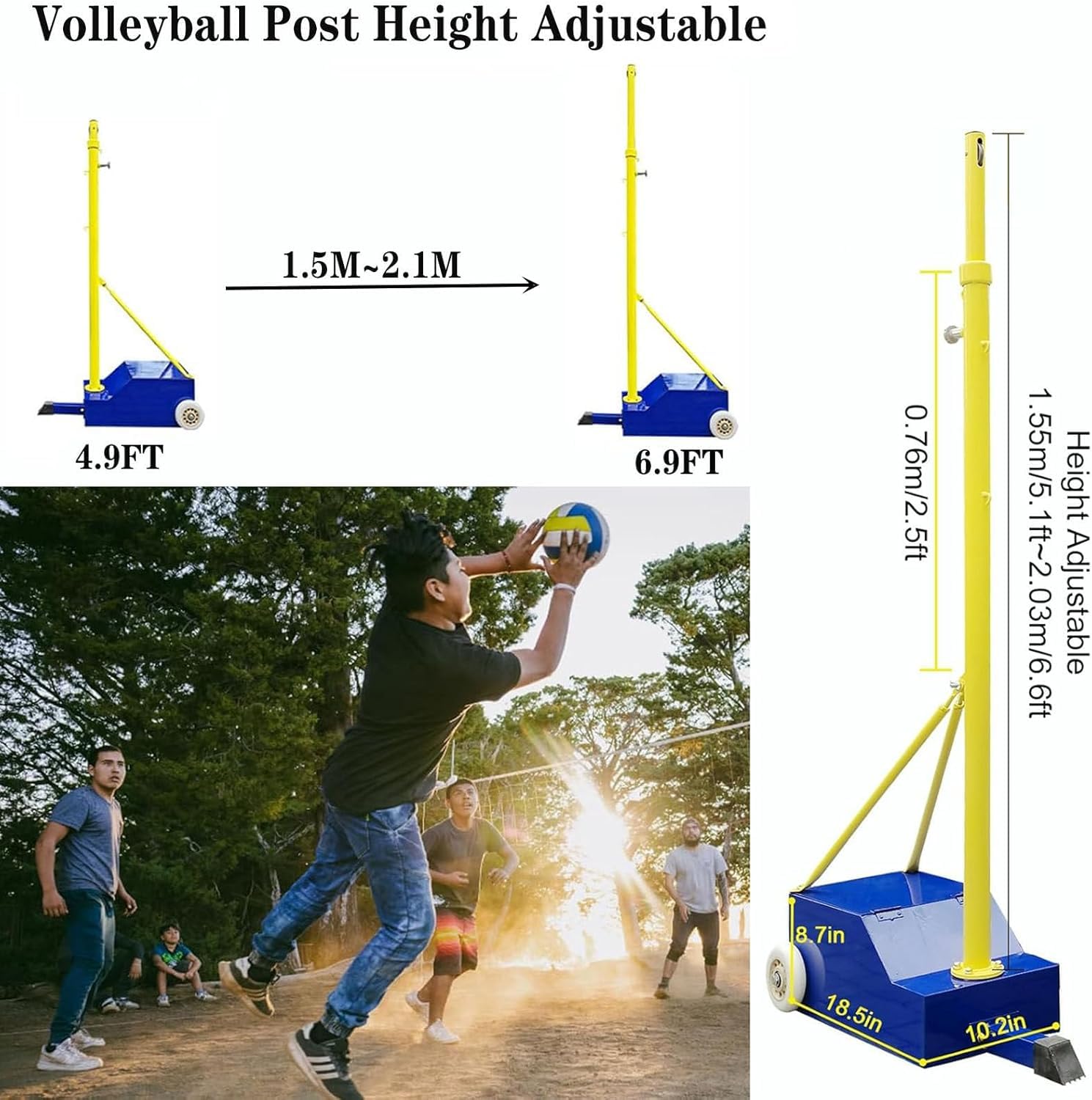 Ensemble de bâtons de volleyball robustes avec réglage facile de la hauteur, idéal pour les sports dans le jardin et les activités de pelouse