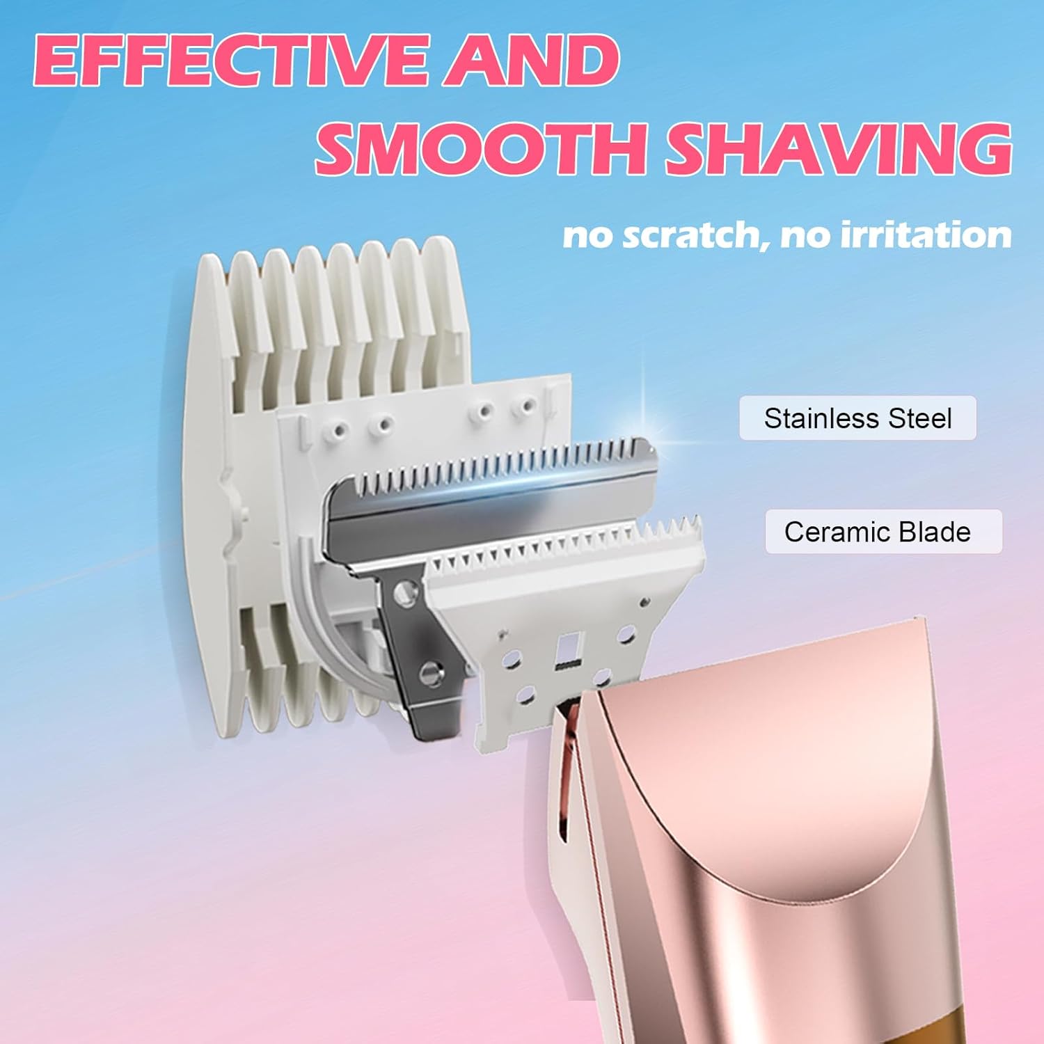 Bikini Trimmer for Women 2-in-1 Womens Electric Razor | Dual Ceramic Blades Electric Shaver for Sensitive Skin, Rechargeable, Waterproof IPX7 Pubic Hair Trimmer for Shower & Travel | Gift for Her - Image 7