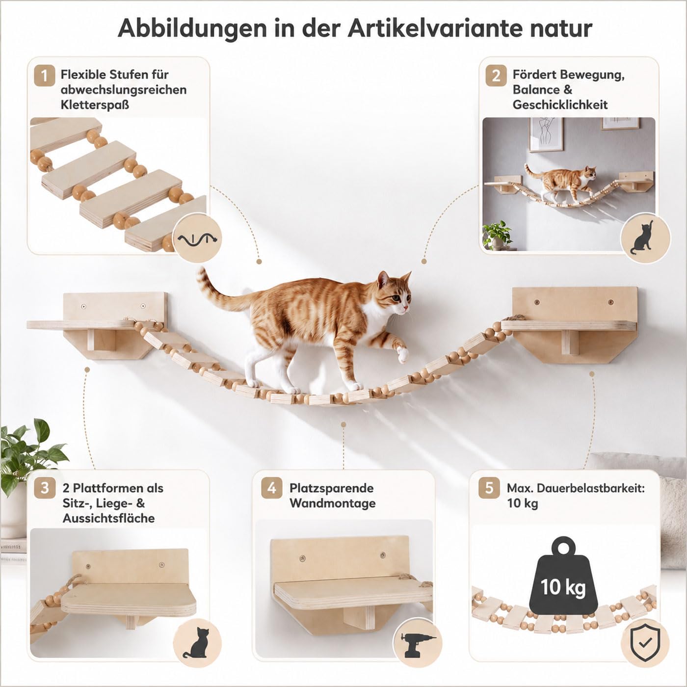 Mendler Kletterbrücke HWC-Q56 - Natur