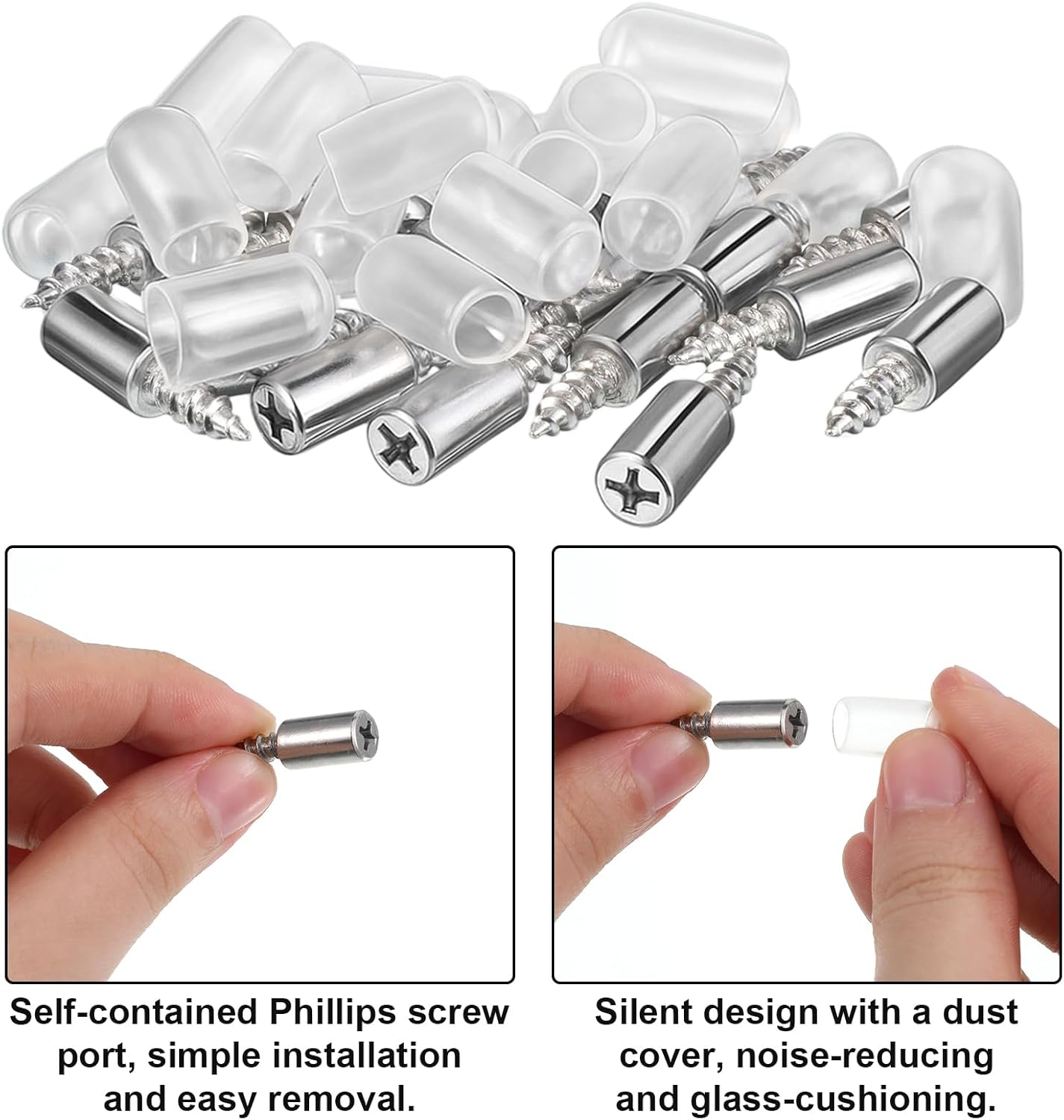 Self-Tapping Screws Cabinet Laminate Support, Shelf Pins with Anti-Skidding Sleeves Cabinet Shelf Pegs for Kitchen Utensils Tapping Cross Screw for Glass Furniture Cabinets Support（20pcs）