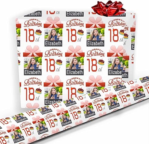 Miniatura 8 de Papel de regalo personalizado, divertido papel de regalo para cara, foto, nombre, Día del Padre, rollo de regalo para papá, hombres, mujeres, niños,