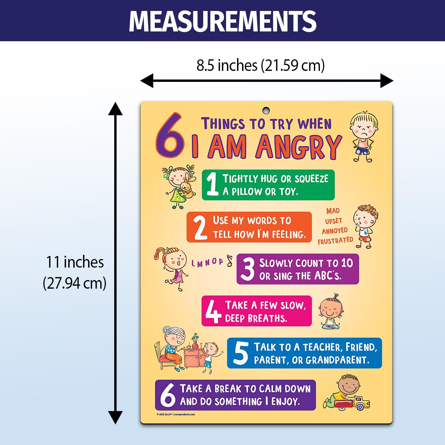 ZOCO – Behavior Management Chart – Anger Control & Coping Tools for Kids – Home & School Calm Down Corner Supplies – Laminated Card with Magnets, 8.5" x 11"