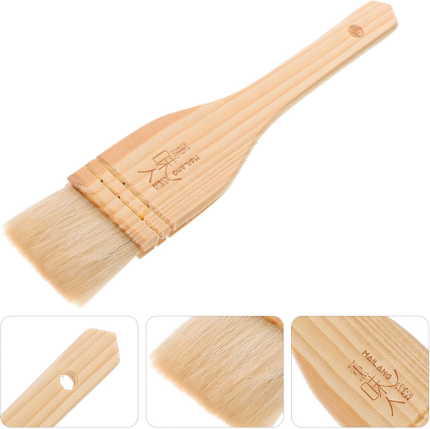Pastry Basting Brush Large Sheep Wool Bristle Bbq Baking Cooking Kitchen Oil Marinade Brush for Grill and Bread Preparation