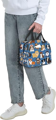 Miniatura 26 de Fiokroo Bolsa de almuerzo aislada con patas y huesos de perro, huellas de animales, reutilizable, impermeable, bolsa de almuerzo para escuela, Patas