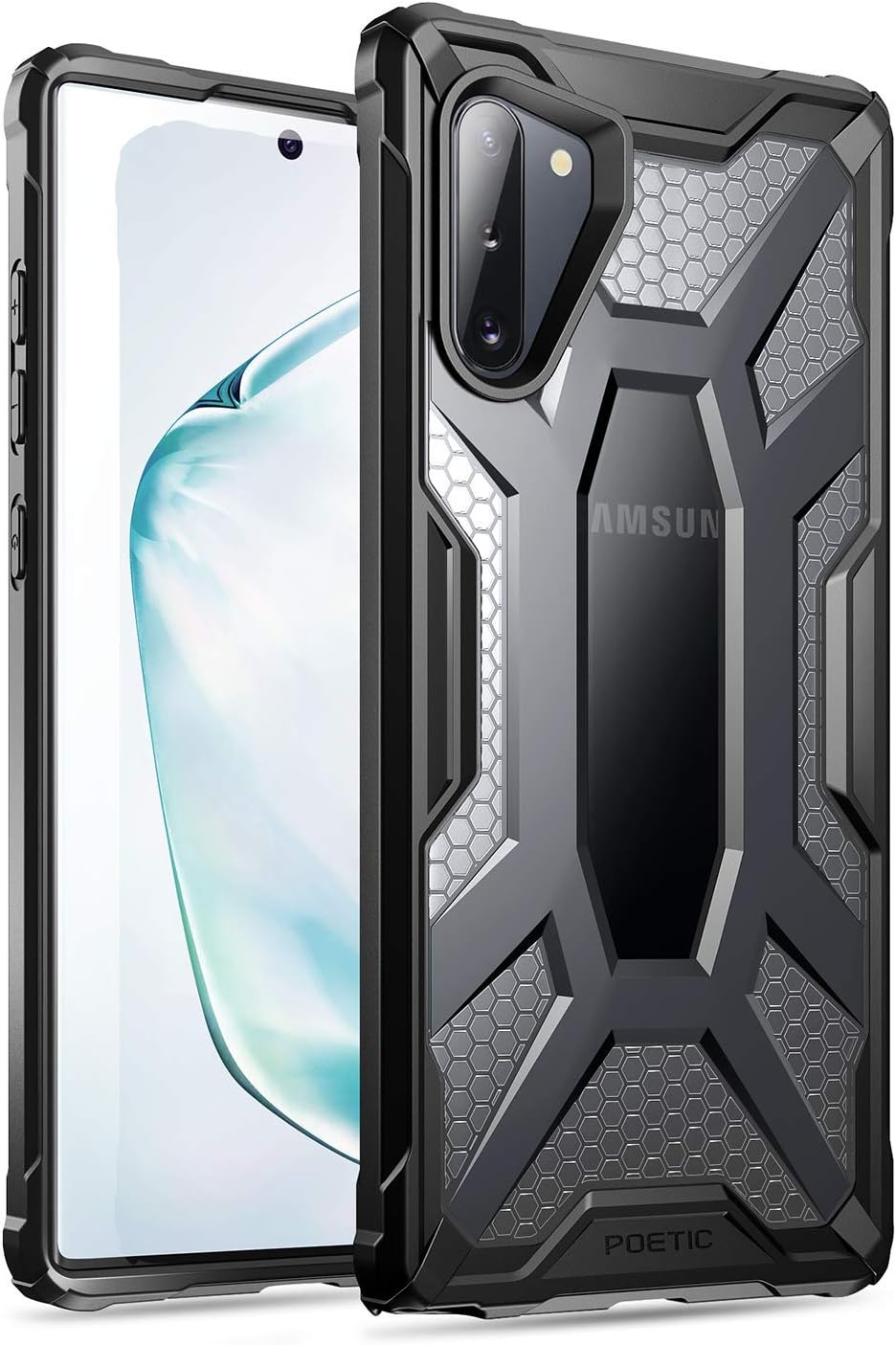 Poetic Galaxy Note 10 Case, Premium Hybrid Protective Clear Bumper Cover, Rugged Lightweight, Military Grade Drop Tested, Affinity Series, for Samsung Galaxy Note 10, Frost Clear/Black