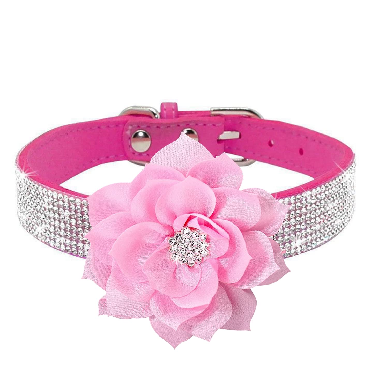 Bbmmayy Cute Dog Collar with Bling Rhinestone, Fancy Crystal Diamond Glitter Pretty Jewel Soft Cat Collars for Small Medium Large Breed Dogs Girl