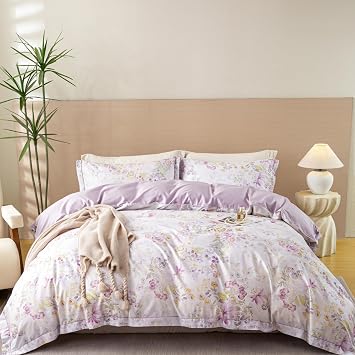 OAITE Queen Floral Pattern Duvet Cover Set Unique Design 3pcs 100% Cotton