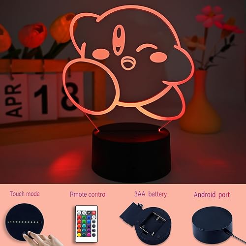 Miniatura 5 de Kirby Light Lámpara de anime 3D Luces nocturnas Lindos juegos de dibujos animados Anime Acción Muñecas Decoración del Hogar Luces Niños Regalos de