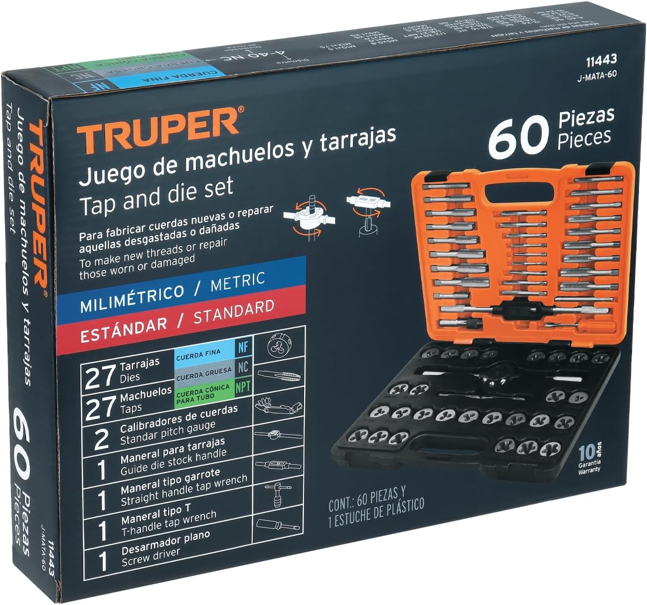 TRUPER J-MATA-60 60-Pc Tap and Die Set