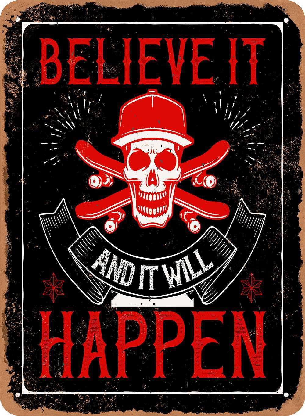 Miaomansenstore Metal Sign - Believe It And It Will Happen - (Coaching) Vintage Look Home Decor