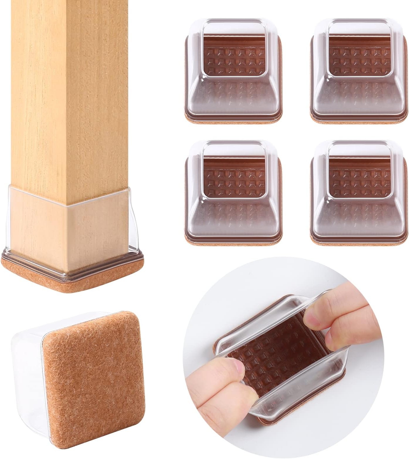 35 Patins De Protection Pour Pieds De Chaise Carrés – Baipok, Transparents, Anti-rayures
