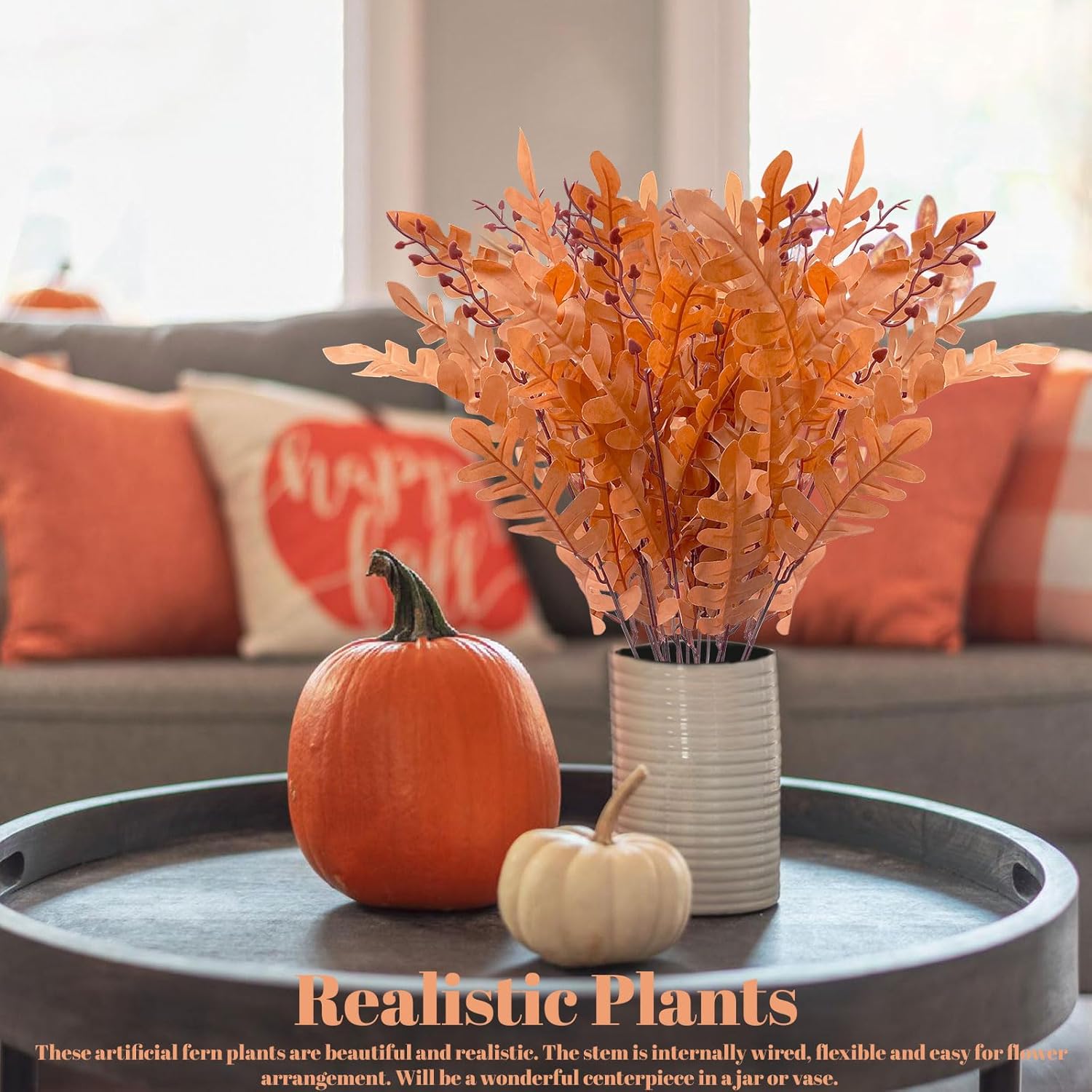 3 PCS Artificial Greenery Stems Fall Leaves Stem, Autumn Faux Flowers, Autumn Decorations Artificial Plants for Floral Arrangement, Thanksgiving Decoration Table Centerpieces - Image 3