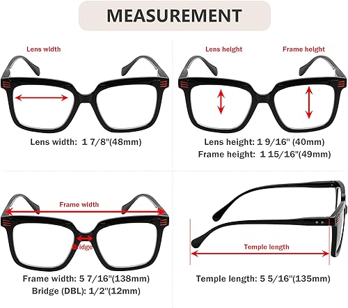 Miniatura 3 de Eyekepper Paquete de 5 lentes de lectura cuadrados para mujer con marco grande +3.00