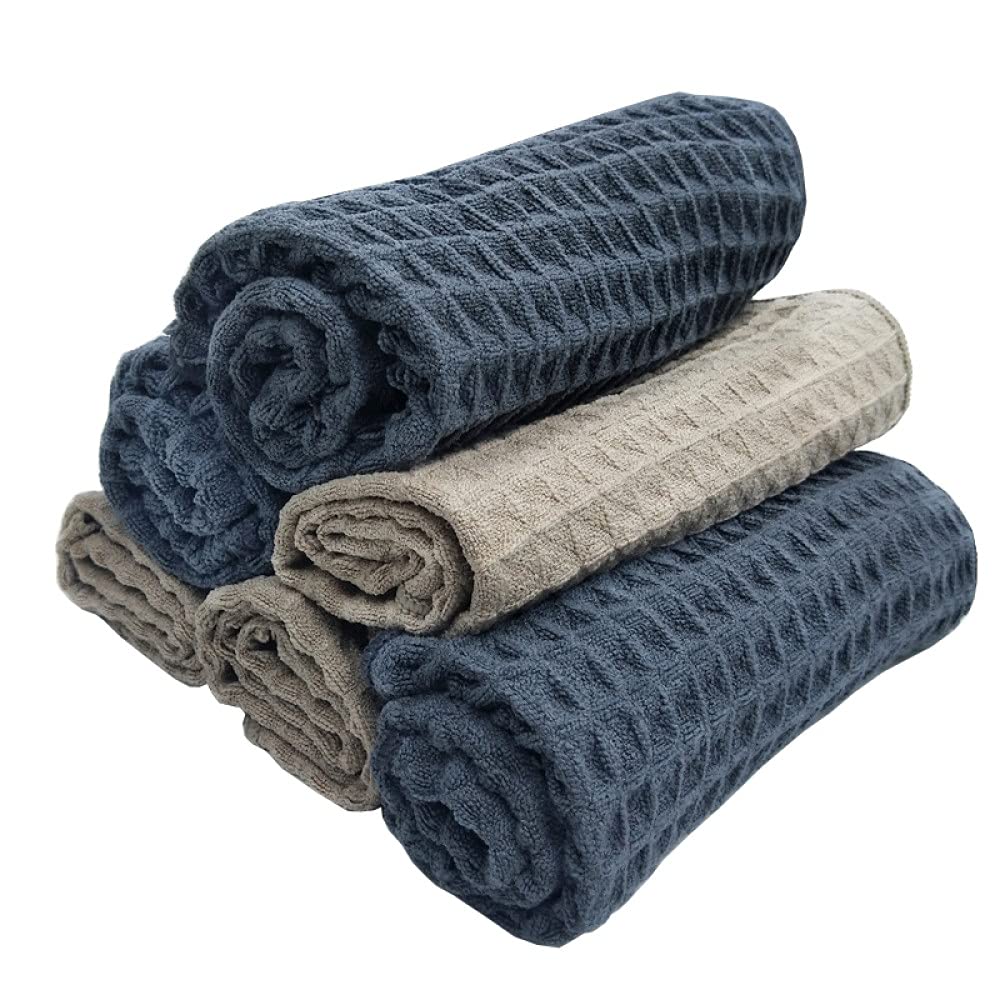 Asciugamano per lavaggio auto 6PCS Asciugamano per asciugatura in microfibra per auto Waffle Weave Design Panni per la pulizia dell'auto Cura dell'auto Cera Lucidatura Dettagli Asciugamano,Caffè (Caff