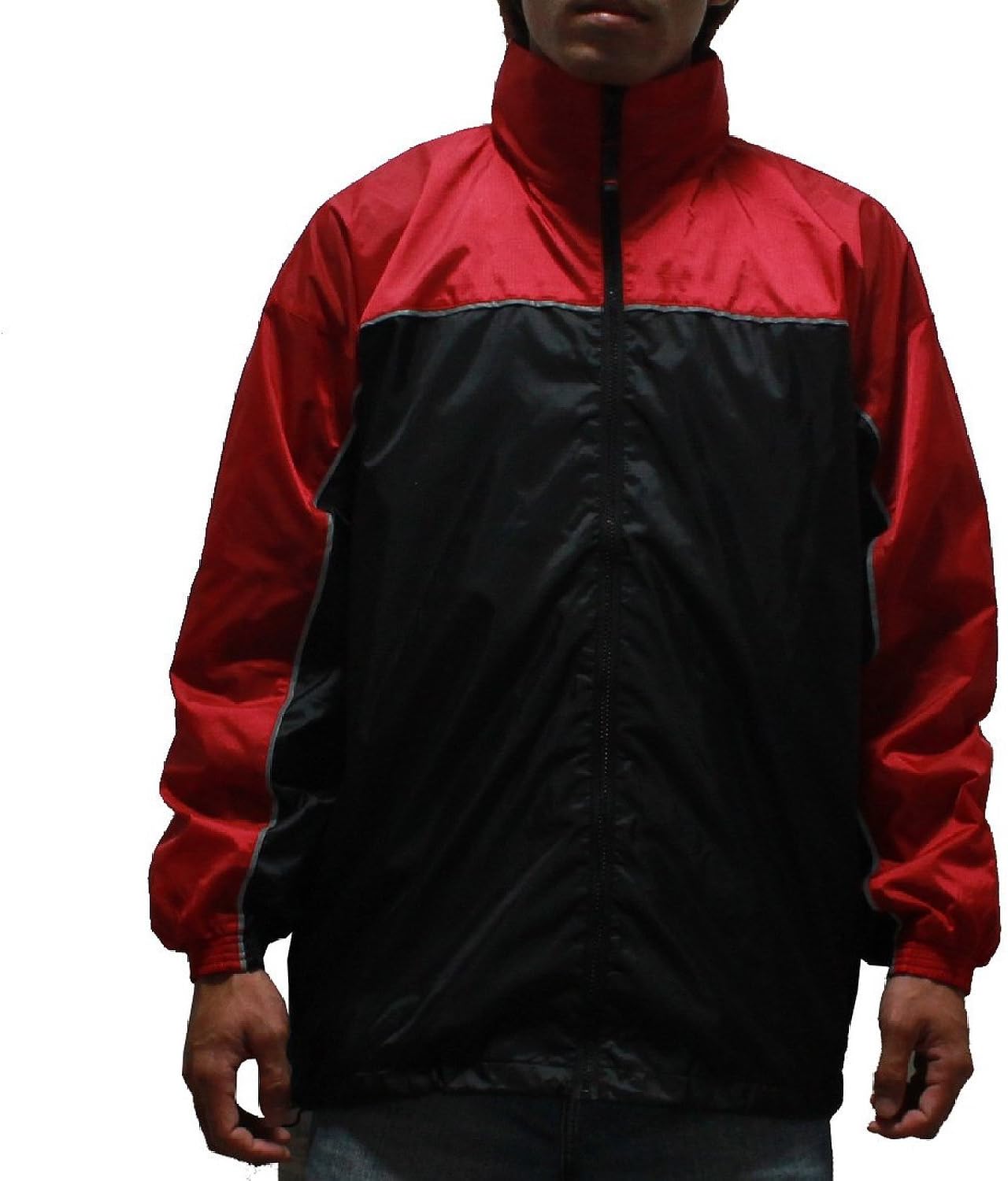 Mens Zip-Up Athletic Wind Breaker / Jersey Jacket - Black (Size: L)