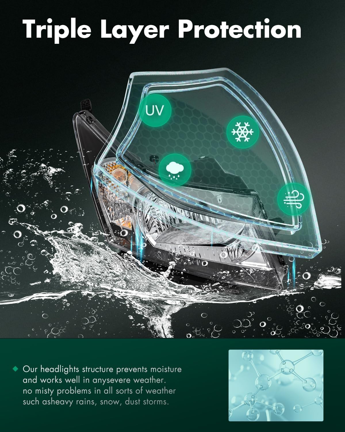 SCITOO Headlights for 2011-2015 for Chevrolet Cruze 2016 for Chevrolet Cruze Limited Pair Headlights Assembly Black Housing A02HA01041