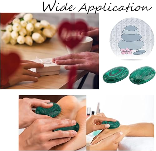 Miniatura 3 de NBEADS 2 piedras de malaquita verde de 1.57 x 2.38 pulgadas, piedras de preocupación para el pulgar de los chakras, forma ovalada, piedras pulidas