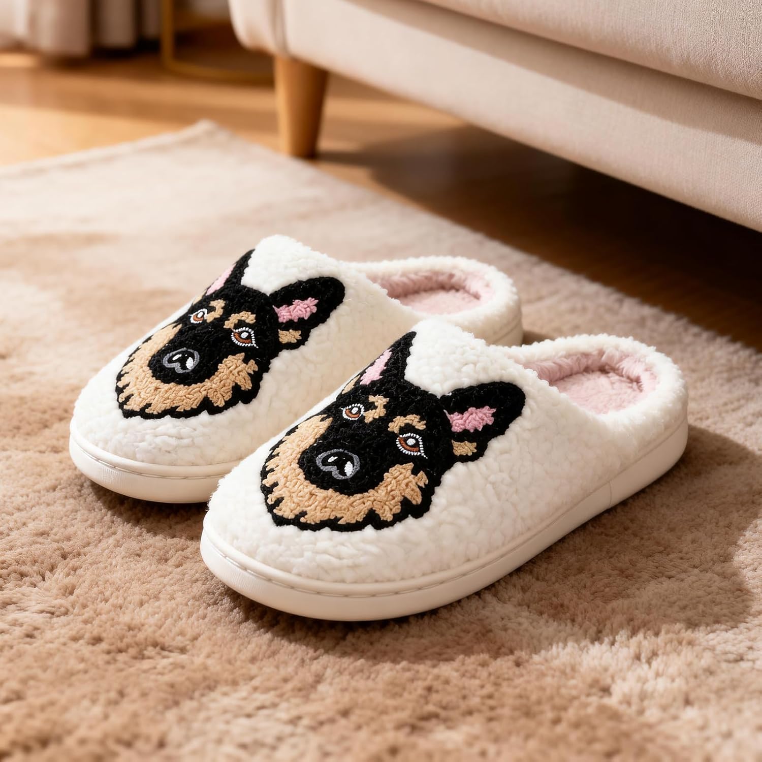 Afellicy Cat Slipper for Women Dog Slippers Cozy Fuzzy Lining Cute Animals Footwear Embroidery Plush House Shoes image 4