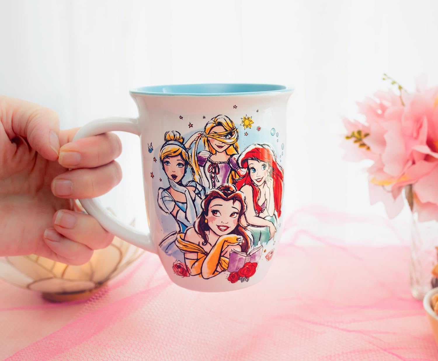 Silver Buffalo Disney Princess “I Woke Up Like This” Wide Rim Ceramic Mug Featuring Belle, Cinderella, Ariel, and Rapunzel, 16 Ounces - Image 6