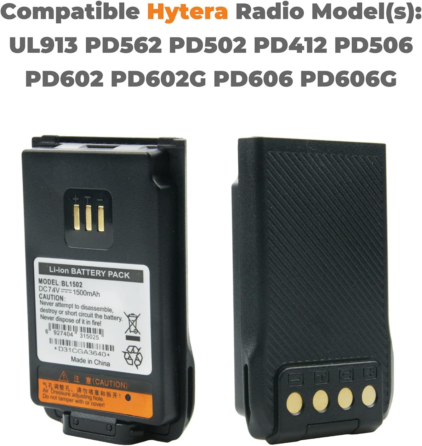 HYT BL2010 BL1504 BL1502 Two Way Radio Battery for Hytera UL913 PD562 PD682G 1500mAh Li-ion Replacement Battery(10 Pcs) : Electronics